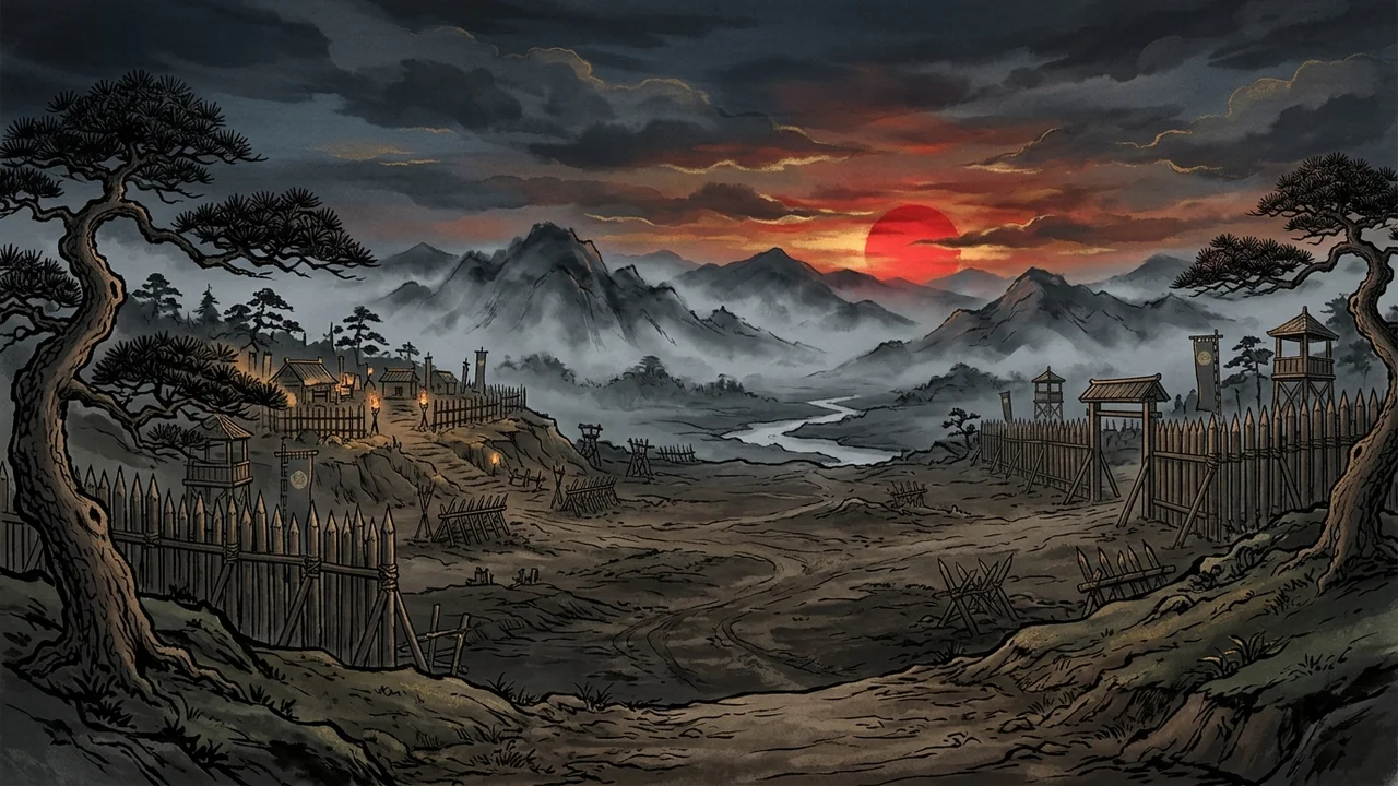 Mapa oriental em pintura sumiê